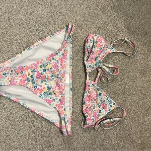 Floral Triangle Bikini Set - Multi Color